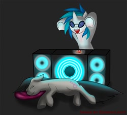 Size: 1000x902 | Tagged: safe, artist:btbunny, dj pon-3, octavia melody, vinyl scratch, earth pony, pony, unicorn, black mane, female, gray coat, horn, mare, two toned mane, white coat