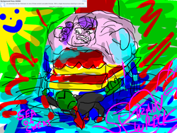 Size: 4000x3000 | Tagged: safe, artist:train wreck, suri polomare, oc, oc:anon, commission, fat, request, sweat, throne