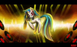 Size: 1010x628 | Tagged: safe, artist:kaliptro, dj pon-3, vinyl scratch, pony, unicorn, record, solo