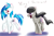 Size: 1500x1000 | Tagged: safe, artist:kiruki1999, dj pon-3, octavia melody, vinyl scratch, earth pony, pony, unicorn, bow (instrument), cello bow, octavia is not amused, unamused