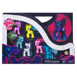 Size: 1000x1000 | Tagged: safe, daisy, dj pon-3, lemony gem, nightmare moon, pinkie pie, rainbow dash, trixie, vinyl scratch, brushable, favorite collection, irl, photo, toy