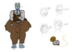 Size: 1400x1000 | Tagged: safe, artist:facade, oc, oc only, oc:mia pennington, anthro, diamond dog, digitigrade anthro, expressions, fat, female diamond dog, impossibly wide hips, pocket watch, solo, steampunk, wide hips