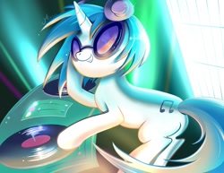 Size: 990x765 | Tagged: safe, artist:misteelala, dj pon-3, vinyl scratch, pony, unicorn, goggles, solo