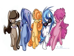 Size: 700x531 | Tagged: safe, artist:fleebites, carrot top, dj pon-3, golden harvest, minuette, octavia melody, vinyl scratch, earth pony, pony, unicorn