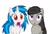 Size: 960x650 | Tagged: dead source, safe, artist:thatsgrotesque, dj pon-3, octavia melody, vinyl scratch, earth pony, pony, unicorn, duo, simple background, white background