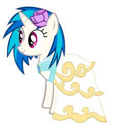 Size: 3498x3969 | Tagged: safe, artist:fluffytuli, dj pon-3, vinyl scratch, pony, unicorn, clothes, dress, high res, wedding dress