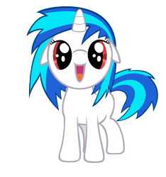 Size: 5000x5332 | Tagged: safe, artist:ninjamissendk, dj pon-3, vinyl scratch, pony, unicorn, absurd resolution, cute, female, filly, floppy ears, foal, hooves, horn, open mouth, simple background, solo, transparent background, vector, vinylbetes