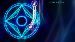 Size: 1920x1080 | Tagged: safe, artist:sierraex, dj pon-3, vinyl scratch, pony, magic, magic circle, runes, wallpaper