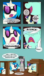 Size: 1100x1893 | Tagged: safe, artist:deathshadow1991, bon bon, dj pon-3, lyra heartstrings, octavia melody, sweetie drops, vinyl scratch, earth pony, pony, unicorn, comic, eyepatch, fort, sweetie derelle, tumblr:scratch and the gang