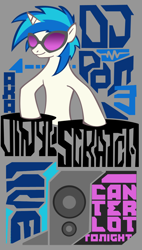 Size: 750x1321 | Tagged: safe, artist:seyrii, dj pon-3, vinyl scratch, pony, unicorn, female, horn, mare, poster, white coat