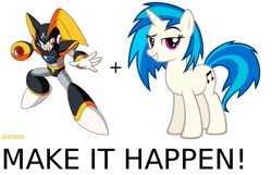 Size: 948x612 | Tagged: safe, dj pon-3, vinyl scratch, pony, unicorn, bass (megaman), exploitable meme, make it happen, megaman, meta