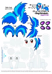 Size: 2480x3507 | Tagged: safe, artist:kna, dj pon-3, vinyl scratch, pony, unicorn, high res, papercraft, template