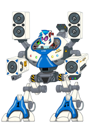 Size: 2492x3329 | Tagged: safe, dj pon-3, vinyl scratch, pony, unicorn, bass cannon, high res, mech