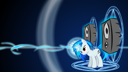 Size: 1920x1080 | Tagged: safe, artist:warpout, dj pon-3, vinyl scratch, pony, unicorn, bass cannon, wallpaper