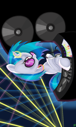 Size: 480x800 | Tagged: safe, artist:twilightspc, dj pon-3, vinyl scratch, pony, unicorn, glow rings, turntable