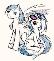 Size: 500x572 | Tagged: safe, artist:rycndel1337, dj pon-3, vinyl scratch, oc, pegasus, pony, unicorn