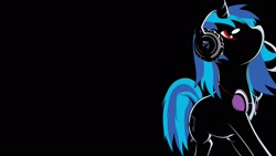 Size: 1920x1080 | Tagged: safe, artist:braukoly, dj pon-3, vinyl scratch, pony, unicorn, music, red eyes, wallpaper