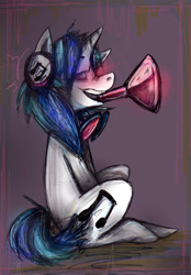 Size: 550x791 | Tagged: safe, artist:lococheekan03, dj pon-3, vinyl scratch, pony, unicorn, female, mare, solo, two toned mane, white coat