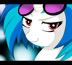 Size: 1700x1540 | Tagged: safe, artist:ninja-8004, dj pon-3, vinyl scratch, pony, unicorn, female, glasses, mare, solo, two toned mane, white coat