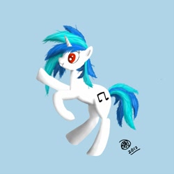 Size: 1000x1000 | Tagged: safe, artist:thejayowl, dj pon-3, vinyl scratch, pony, unicorn, rearing, simple background, solo