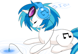 Size: 2000x1400 | Tagged: safe, artist:ninja-8004, dj pon-3, vinyl scratch, pony, unicorn, female, glasses, mare, solo, two toned mane, white coat