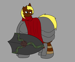 Size: 2400x2000 | Tagged: safe, artist:facade, oc, oc only, oc:joey butterscotch, armor, cape, clothes, fat, rose, scar, shield, thorns