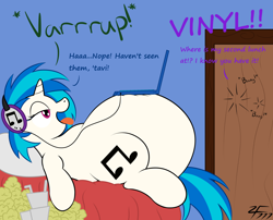 Size: 1280x1036 | Tagged: safe, artist:zeldafan777, dj pon-3, vinyl scratch, pony, unicorn, adorafatty, belly, burp, computer, fat, huge belly, laptop computer, solo, stuffed, vinyl fat