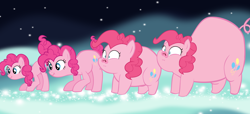 Size: 11728x5344 | Tagged: safe, artist:megarainbowdash2000, pinkie pie, pig, :i, absurd resolution, animorphs, butt expansion, fat, impossibly large butt, piggie pie, piggy pie, pigified, scrunchy face, solo, species swap, transformation, transformation sequence, vector, wide eyes