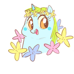 Size: 500x500 | Tagged: safe, artist:mt, whoa nelly, cute, fat, floral head wreath, flower, portrait, simple background, smiling, solo, white background, whoa nellybetes