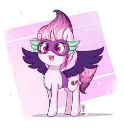 Size: 2322x2400 | Tagged: safe, artist:dsp2003, midnight sparkle, oc, oc only, oc:sakuragi-san, pony, unicorn, equestria girls, 2016, chibi, clothes, cosplay, costume, cute, fake wings, female, flower, flower in hair, flower petals, mask, open mouth, solo, style emulation