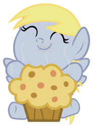 Size: 2600x3520 | Tagged: safe, artist:beavernator, derpy hooves, pegasus, pony, baby, baby pony, female, filly, foal, high res, muffin, simple background, solo, that pony sure does love muffins, white background