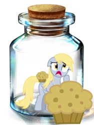 Size: 600x800 | Tagged: artist needed, safe, derpy hooves, pegasus, pony, bottle, female, floppy ears, mare, muffin, pony in a bottle, solo