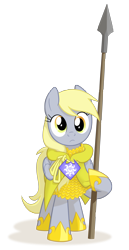 Size: 1500x2900 | Tagged: safe, artist:equestria-prevails, derpy hooves, pegasus, pony, armor, epic derpy, female, guard, mare, simple background, solo, spear, transparent background, weapon