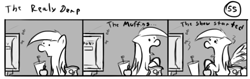 Size: 802x253 | Tagged: safe, artist:tetrapony, derpy hooves, pegasus, pony, comic:the daily derp, comic, female, mare, monochrome, soda, solo, television