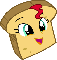 Size: 6000x6252 | Tagged: safe, artist:deathnyan, sunset shimmer, equestria girls, absurd resolution, bread, context is for the weak, food, inanimate tf, open mouth, shimmersmile, simple background, smiling, solo, sunbread shimmer, sunset shimmer dressing up as food, toast, transformation, transparent background, vector, wat