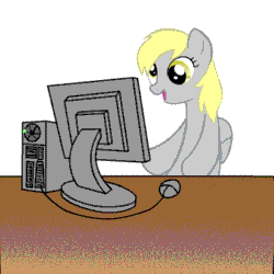 Size: 400x400 | Tagged: safe, artist:speccysy, derpy hooves, pegasus, pony, animated, computer, derpy hooves tech support, female, gif, i'm out, mare, reaction image, simple background, solo, that's enough internet for today, white background