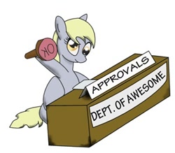 Size: 300x263 | Tagged: safe, artist:a8702131, derpy hooves, pegasus, pony, approved, awesome, female, mare, reaction image, simple background, sitting, solo, stamp, white background