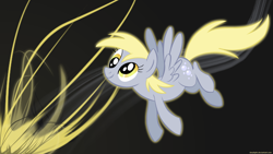 Size: 1600x900 | Tagged: artist needed, source needed, safe, derpy hooves, pegasus, pony, abstract background, female, flying, mare, smiling, solo, wallpaper