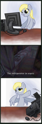 Size: 806x2366 | Tagged: safe, derpy hooves, pegasus, pony, computer, exploitable meme, female, harry mason, i emptied your fridge, konami, mare, meme, silent hill, solo