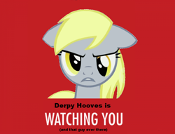 Size: 798x611 | Tagged: safe, derpy hooves, pegasus, pony, 1984, angry, female, floppy ears, looking at you, mare, propaganda, solo