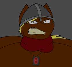 Size: 3000x2823 | Tagged: safe, artist:facade, oc, oc only, oc:joey butterscotch, angry, fat, futhark, helmet, jewelry, runes, solo