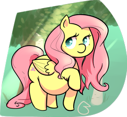 Size: 2186x2021 | Tagged: dead source, safe, artist:biasty, fluttershy, pegasus, pony, chubby, cute, fat, fattershy, looking at you, raised hoof, shyabetes, solo, tree