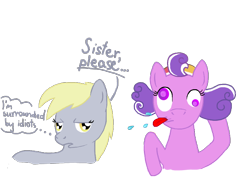 Size: 778x596 | Tagged: safe, artist:amberapple, derpy hooves, screwball, earth pony, pegasus, pony, duo, duo female, female, mare, simple background, thought bubble, tongue out, transparent background