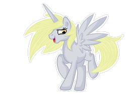 Size: 800x600 | Tagged: safe, artist:pvt-llama, derpy hooves, alicorn, pony, alicornified, derpicorn, race swap, simple background, solo, transparent background