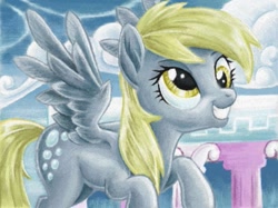 Size: 635x475 | Tagged: safe, artist:the-wizard-of-art, derpy hooves, pegasus, pony, female, mare, scene interpretation, solo