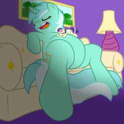 Size: 1200x1200 | Tagged: safe, artist:khorme, bon bon, lyra heartstrings, sweetie drops, featureless crotch, female, lesbian, little, lyrabon, micro, shipping, sleeping