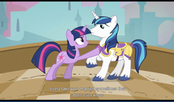 Size: 1279x747 | Tagged: safe, screencap, shining armor, twilight sparkle, pony, unicorn, a canterlot wedding, meme, youtube caption