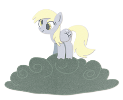 Size: 695x566 | Tagged: safe, artist:himynameisnickel, derpy hooves, pegasus, pony, cloud, cute, female, mare, raincloud, simple background, smiling, solo, standing, white background