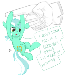 Size: 940x1123 | Tagged: safe, artist:miles, lyra heartstrings, oc, oc:anon, human, pony, unicorn, clinging, clothes, cute, female, gloves, hand, in goliath's palm, lyrabetes, mare, micro, solo focus, tiny