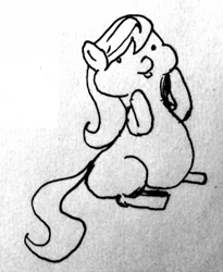 Size: 250x305 | Tagged: safe, artist:tacodeltaco, octavia melody, earth pony, pony, chubby, fat, fatavia, monochrome, solo